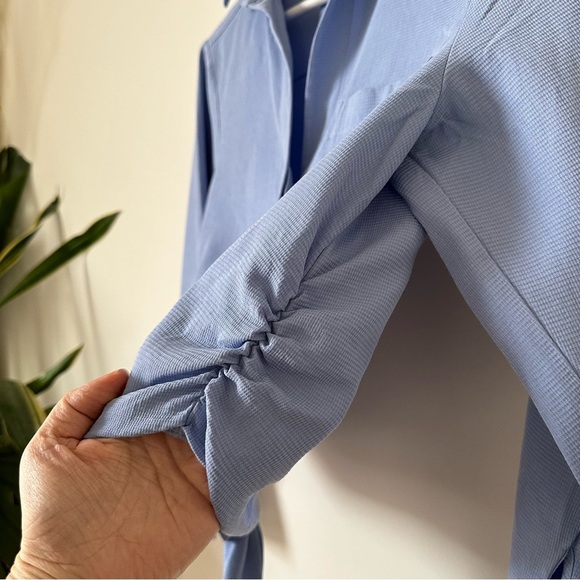 & Other Stories Blue Button Down Tie Waist Shirt Size 0 - Picture 7 of 8